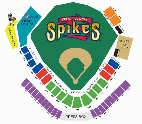 Ballpark Seating Chart State College Spikes Medlar Field at Lubrano Park